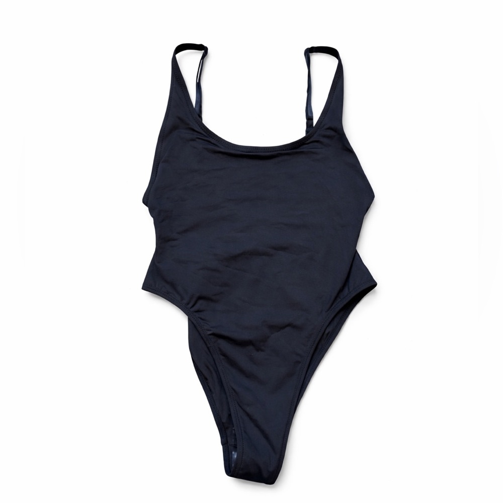 SKIMS Recycled Swim Scoop Neck One-Piece Swimsuit Black XL NWT